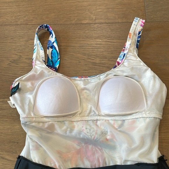 Azul by Maxine of Hollywood Tropical Floral Swim Dress Sz 10 One Piece Swimsuit - Picture 10 of 11